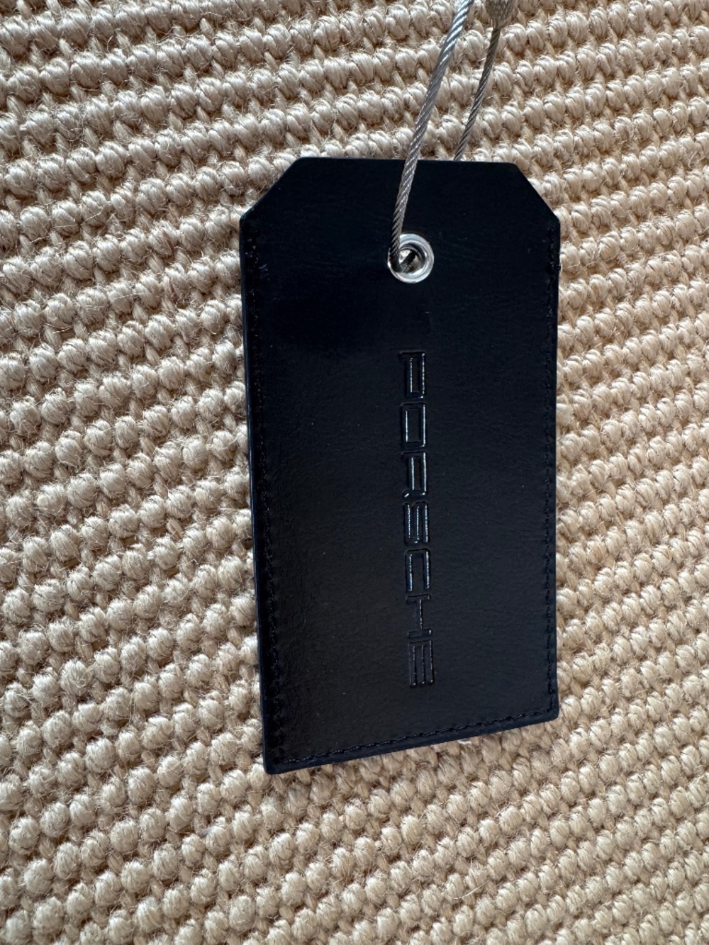 Porsche Black Leather Luggage Tag - Brand New